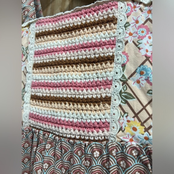 Matilda Jane Arabella Rainbow Print Dress Crochet Accent Ruffles Little Girls 6 - Picture 4 of 9